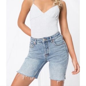NWT Free People Avery Bermuda Short Denim Blue 30 Cutoff Frayed Hem